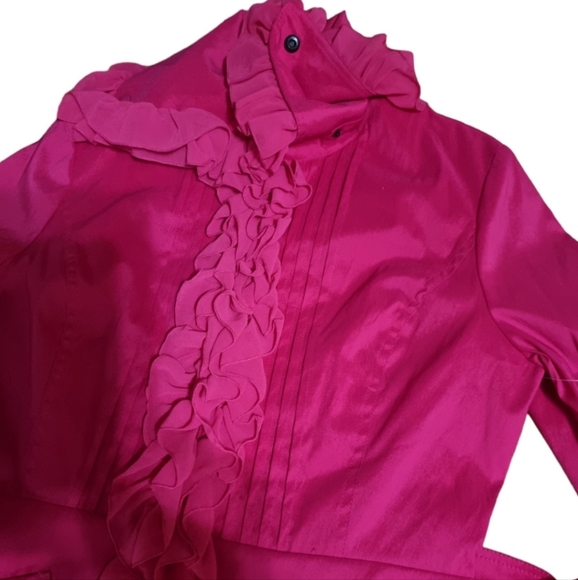 ๐๏ธ Samuel Dong Stunning Fuchsia Ruffled Lined Jacket - Picture 8 of 16